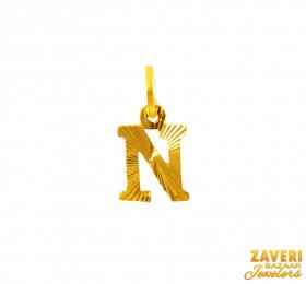 22Kt Gold Initial Pendant (N) ( Gold Initial Pendants )