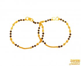 22Kt Gold Blk Beads Baby Bracelets ( Baby Bracelets )