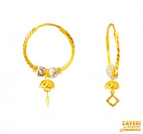 22Kt Gold Two Tone Hoop Earrings ( 22K Gold Hoops )