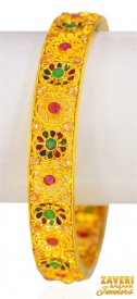 22Kt Gold Precious Stone Kada (1pc) ( 22K Antique Bangles )