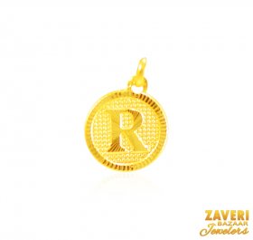 22Kt Gold Initial Pendant (R) ( Gold Initial Pendants )