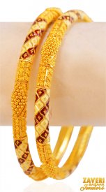 22Kt Gold Meenakari Bangles (2Pc) ( 22K Gold Bangles )
