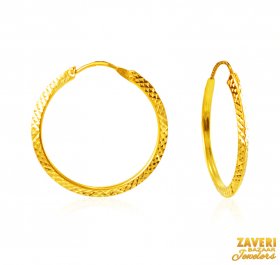 22Kt Gold Fancy Hoop Earrings ( 22K Gold Hoops )
