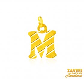 22Kt Gold Initial Pendant (M) ( Gold Initial Pendants )