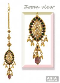 22K Antique Meenakari Tikka ( 22k Gold Tikka )