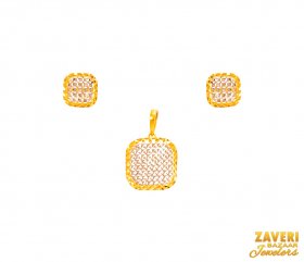 22Kt Gold Two Tone Pendant Set ( Gold Fancy Pendant Sets )