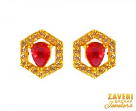 Gold Earrings with Ruby stone ( Gemstone Earrings )