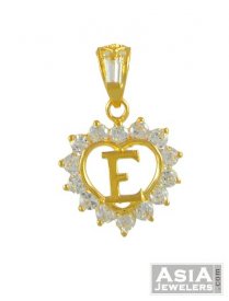 Gold Signity (E) Pendant ( Gold Initial Pendants )