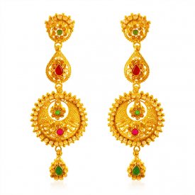 22k Gold Chand bali Long Earrings ( Gold Long Earrings )