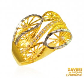 22Kt Gold Two Tone Ring ( Stone Rings )
