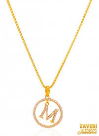 22K Gold Initial Pendant (Letter M) ( Gold Initial Pendants )