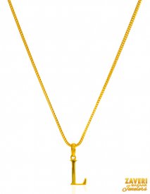 22K Gold Initial Pendant (Letter L) ( Gold Initial Pendants )