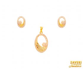 22Kt Gold CZ Pendant Set ( Gold Fancy Pendant Sets )
