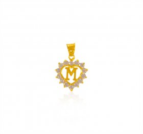 22 kt Gold Signity (M) Pendant ( Gold Initial Pendants )