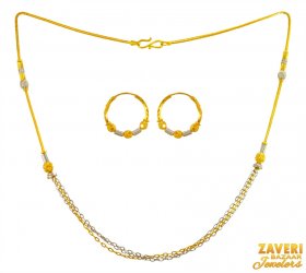 22K Gold Dokia two tones sets ( 22K Light Necklace Sets )