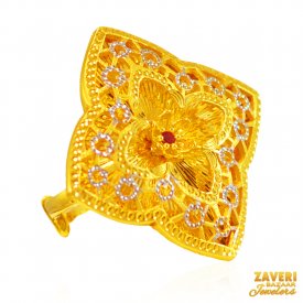 22Kt Gold Two Tone Fancy Ring ( 22K Exquisite Rings )