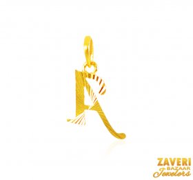 22Kt Gold Initial Pendant (A) ( Gold Initial Pendants )