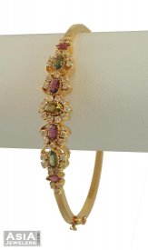 18k Diamond Bracelet With Tourmalines ( Diamond Bangles )