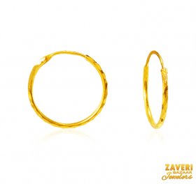 22Kt Gold Fancy Hoop Earrings ( 22K Gold Hoops )