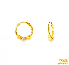 22Kt Gold Two Tone Hoop Earrings ( 22K Gold Hoops )