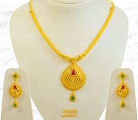 22Kt Gold Stones Necklace Set ( Stone Necklace Sets )