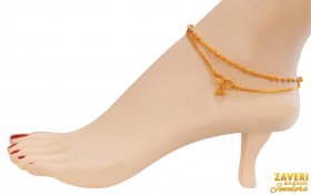 22Kt Gold Two Tone  Anklets (2 PC) ( Gold Anklets (Payals) )