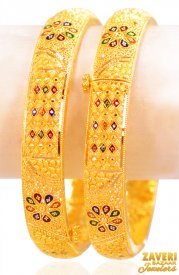 22kt Gold Meenakari Kada (2 Pc) ( 22K Gold Kadas )