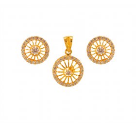 22K Gold Pearls Pendant Set  ( Precious Stone Pendant Sets )