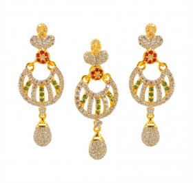 22K Gold CZ Pendant Set ( Gold Fancy Pendant Sets )