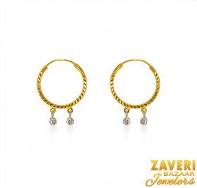 22Karat Gold Two Tone Hoops  ( 22K Gold Hoops )