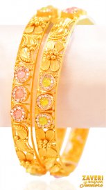 22Kt Gold Antique Bangles (2 Pc) ( 22K Antique Bangles )