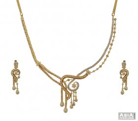 Fancy Diamond Set 18k Yellow Gold  ( Diamond Necklace Sets )