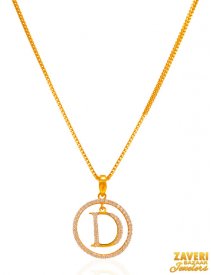 22K Gold Initial Pendant (Letter D) ( Gold Initial Pendants )