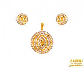 22Kt Gold Two Tone Pendant Set ( Gold Fancy Pendant Sets )