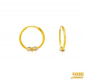 22Kt Gold Two Tone Hoop Earrings ( 22K Gold Hoops )