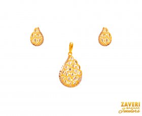 22Kt Gold Two Tone Pendant Set ( Gold Fancy Pendant Sets )