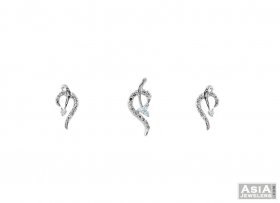 14Kt Fancy White Gold Pendant Set  ( Diamond Pendant Sets )