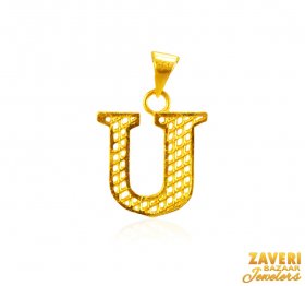 22Kt Gold Initial Pendant (U) ( Gold Initial Pendants )