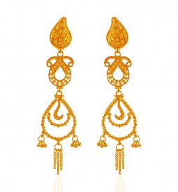 22kt Yellow Gold Long Earrings ( Gold Long Earrings )