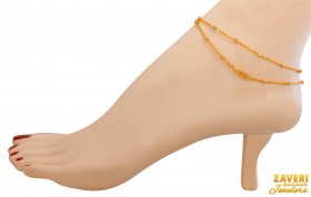 22Kt Gold Multi Tone Anklets (2 PC) ( Gold Anklets (Payals) )