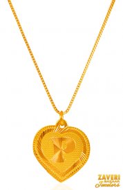 22K Gold Initial Pendant (Letter P) ( Gold Initial Pendants )