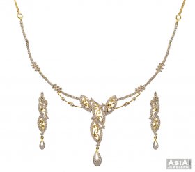 Fancy 2 Tone 18K Diamond Set  ( Diamond Necklace Sets )