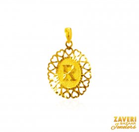 22Kt Gold Initial Pendant (R) ( Gold Initial Pendants )