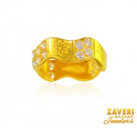 22K Gold Cz Fancy Band